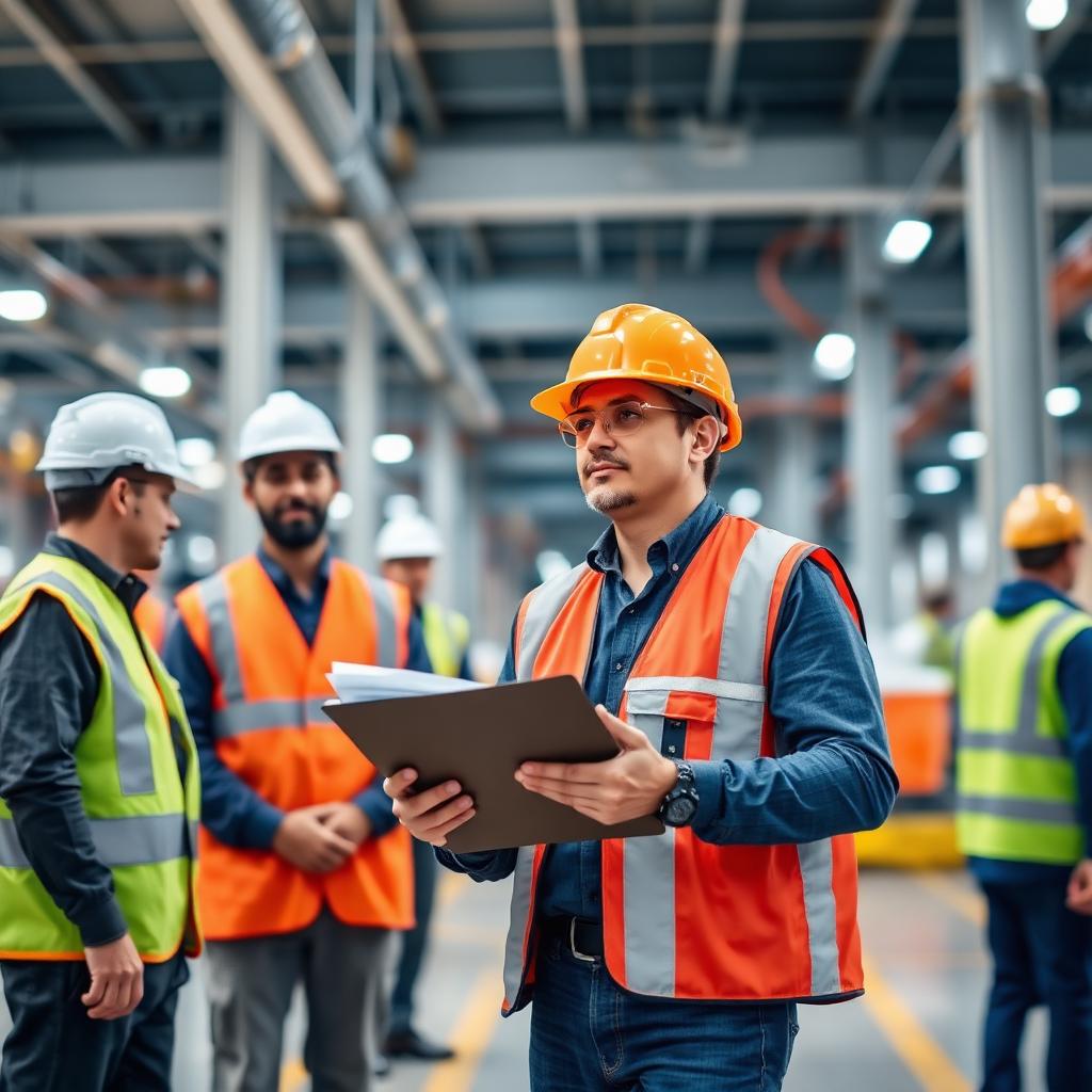 Fachkraft für Arbeitssicherheit im Einsatz in einem Betrieb