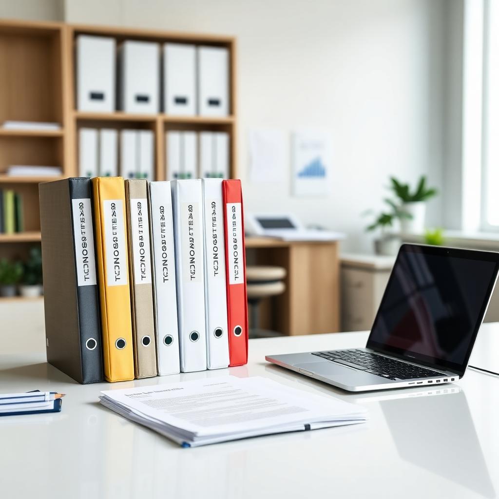 Ordner und Laptop mit Dokumentation zum Arbeitsschutz